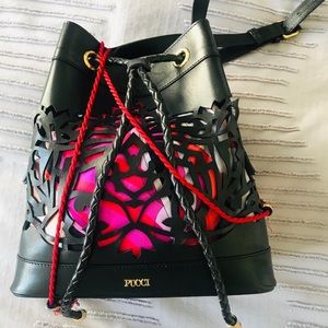 Pucci laser-cut leather bucket bag